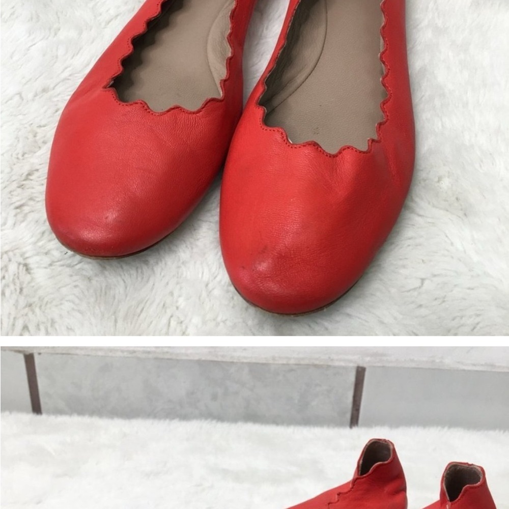 Chloe Red Scalloped Flats